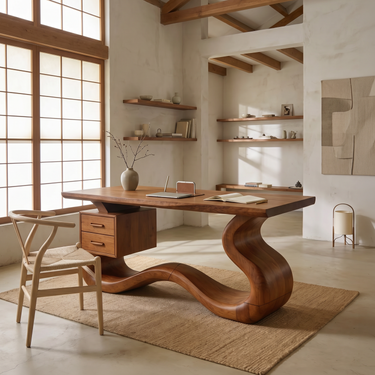 Scandinavian Organic Desk For Workspace Interior Space