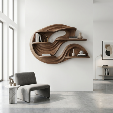 Organic Modern Wall Bookshelf For Living Room