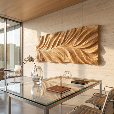 Botanical Wall Art With Leaf Relief For Office