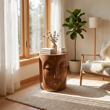 Mid Century Sculptural Side Table For Bedroom