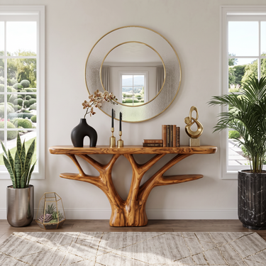 Organic Sculptural Console Table For Entryway Living Room