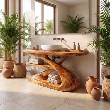 Organic Modern Single Sink Vanity For Bathroom