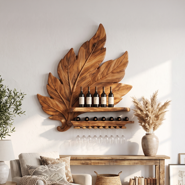 Handcrafted Industrial Wine Display Rack For Dining Room
