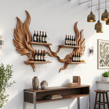Handcrafted Luxury Wall Wine Rack For Wine Lounge