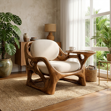 Organic Modern Reading Chair For Bedroom