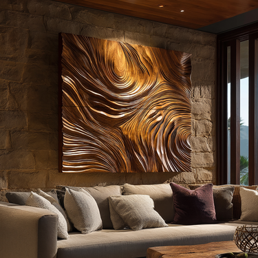 Rustic Abstract Wood Wall Art For Warm Living Room Decor