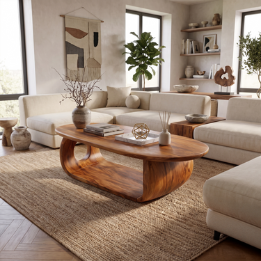 Organic Oval Coffee Table For Family Living Room