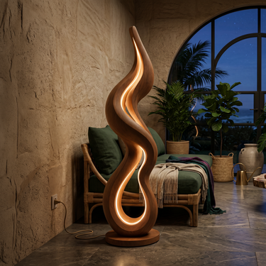 Contemporary Wave Lamp With Table For Living Room