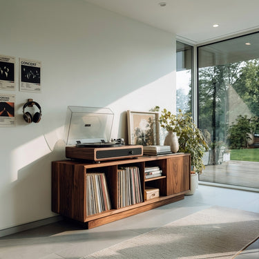 Minimalist Wooden Record Player Cabinet For Living Room