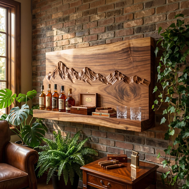Rustic Mountain Inspired Wine Holder For Living Room Wall