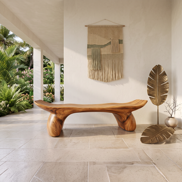 Japandi Wood Bench For Entryway Covered Patio