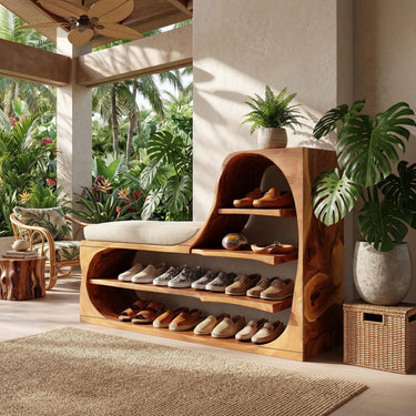 Rustic Shoe Bench Rack For Entryway Hallway Storage Corner