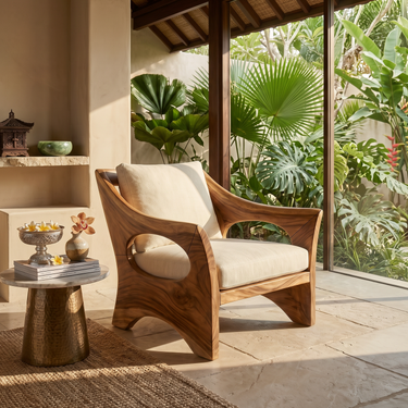 Sculptural Wooden Rocking Chair Modern Villa Interior
