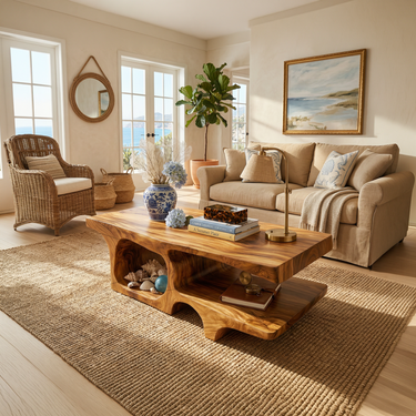 Coastal Wood Coffee Table For Beach House