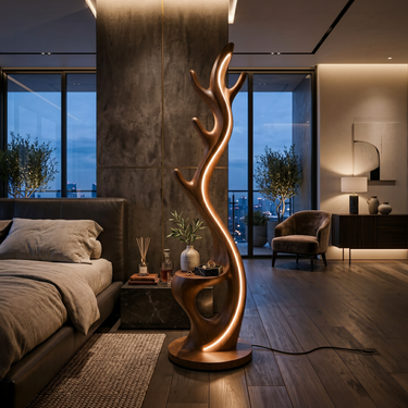 Minimalist Twig Lamp With Rack For Entryway
