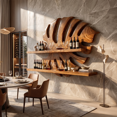 Handcrafted Wall Wine Rack For Entryway Beverage Showcase Unit