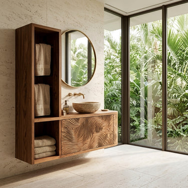 Organic Bathroom Vanity With L-shaped For Master Bathroom