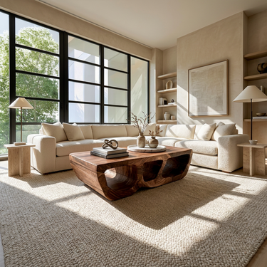 Mid Century Block Coffee Table Lounge Area