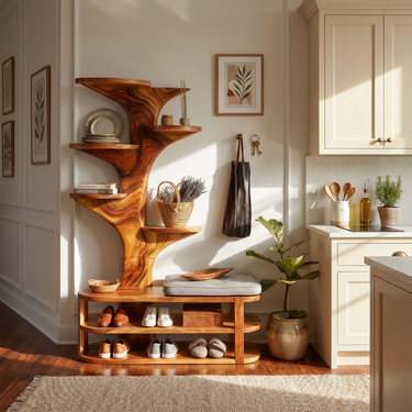 Industrial Shoe Rack Shelf For Loft Entryway Hallway Placement