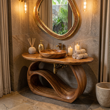 Double Sink Wooden Bathroom Cabinet For Luxury Bathroom