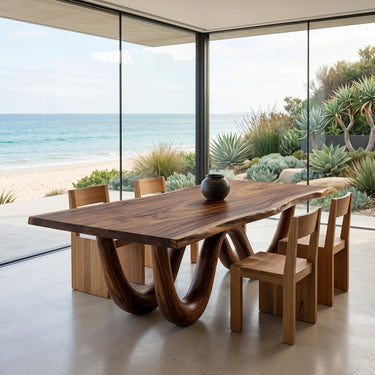 Organic Dining Table With Two Wavy Legs For Dining Room
