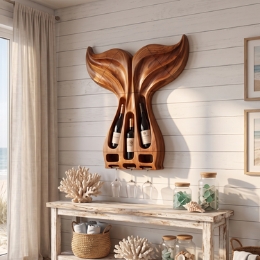 Whale Tail Wine Holder For Coastal Bar