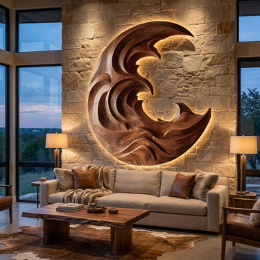 Organic Modern Wood Wave Wall Art For Living Room