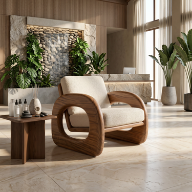 Resort Style Sculptural Armchair Wellness Reception Area