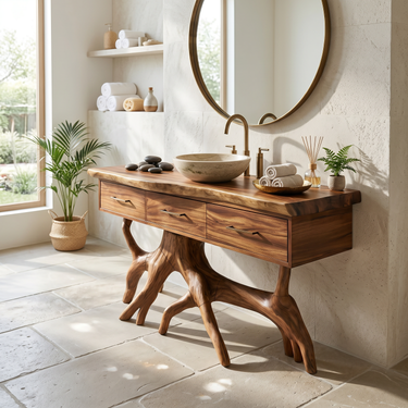 Mid Century Wooden Bathroom Vanity Spa Inspired Bathroom