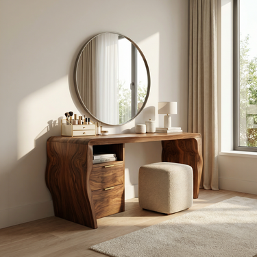 Mid Century Vanity Desk Bedroom Apartment Makeup Area