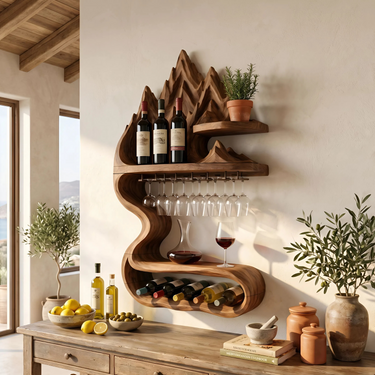 Rustic Sculptural Bottle Holder For Home Decor