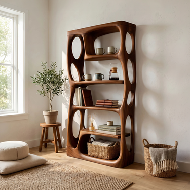 Contemporary Artistic Bookshelf Storage Organizer For Living Room