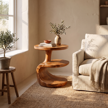 Curved Bedside Table For Modern Bedroom