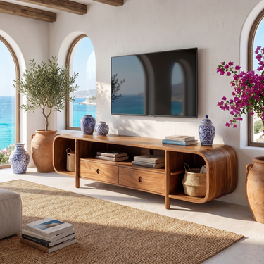 Mediterranean Media Console For Living Room