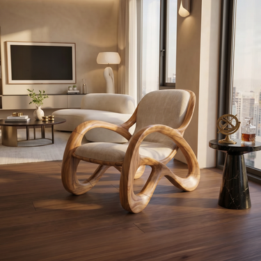 Premium Walnut Armchair for Open-Concept Modern Living Spaces