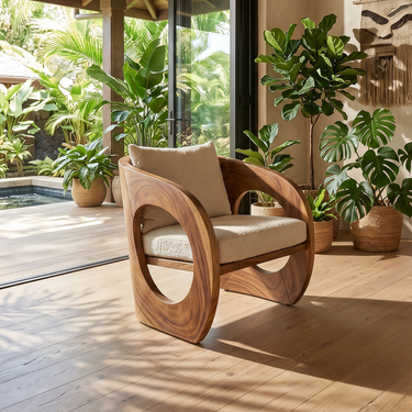 Tropical Organic Modern Wooden Chair Garden Lounge