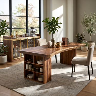 Live Edge Dining Table For Garden View Room