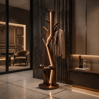Modern Branch Lamp With Hooks For Entryway