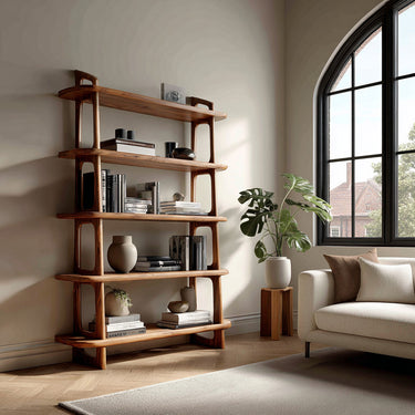 Contemporary Wooden Standing Shelf For Living Room Corner