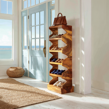 Japandi Tall Shoe Rack For Condo Entryway Hallway Placement