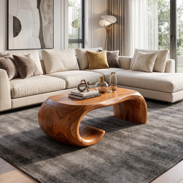 Modern Curved Coffee Table For Living Room
