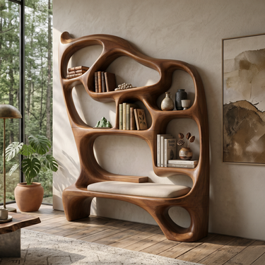 Mid Century Display Bookshelf For Open Living Area