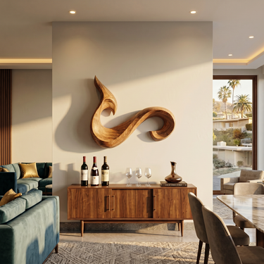 Modern Abstract Curved Wooden Wall Art For Living Room Decor