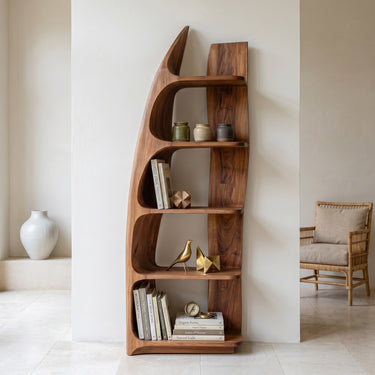 Organic Sculptural Wooden Standing Shelf For Hallway Decor
