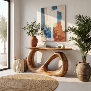 Rustic Organic Console Table For Entryway Living Room