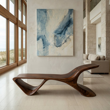 Organic Modern Curved Bench For Living Room Or Entryway