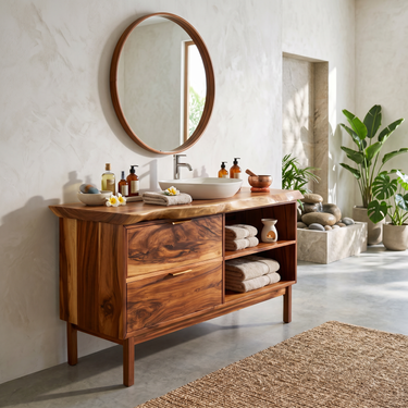 Handmade Wood Sink Cabinet For Powder Room