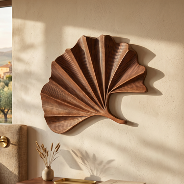 Mid Century Fan Leaf Wall Shelf For Lounge Area