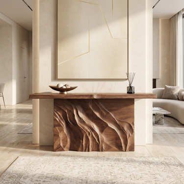Contemporary Organic Edge Console Table For Foyer Interior Area
