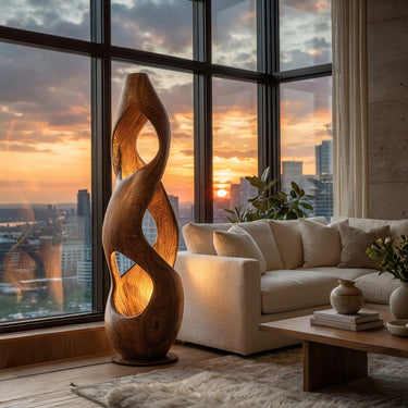 Contemporary Twisted Floor Lamp With Sculptural Hollow For Living Room